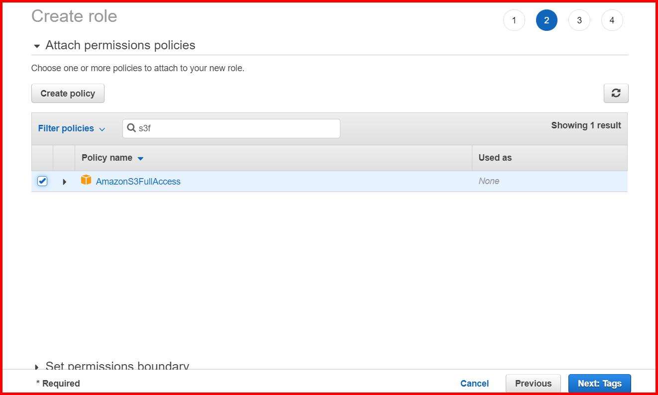 Picture showing adding the permission with the role